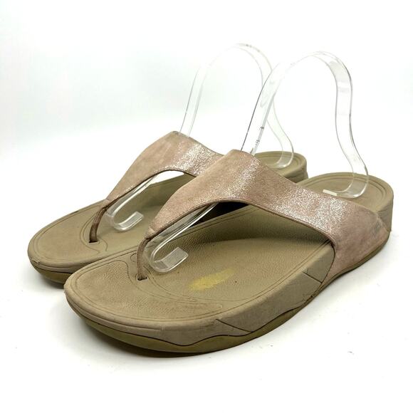 FitFlop Metallic Pink Thong Sandals Women's 10 US - Picture 1 of 9